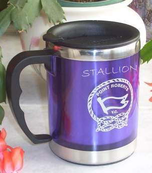 Double Wall Mug - Stainless Steel 10x8x12 cm Purple | Ergonomic Handle Snap-On Lid Insulated Customizable Durable Reliable