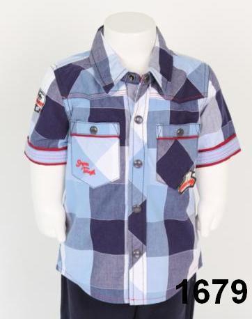 100% Cotton Yarn Dyed Check Boys Shirt With Emb.