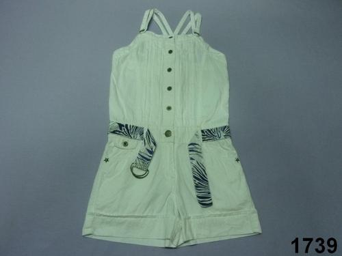 100% Cotton P/L Woven Girls Romper w Belt