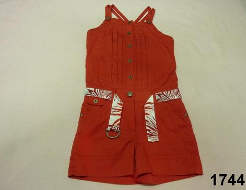 100% Cotton P/L Woven Girls Romper w Belt