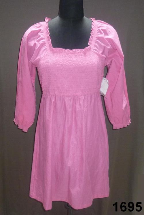 100% Cotton P/L Woven Ladies Dress w Smocking