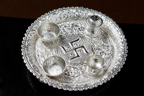 Silver Plated Pooja Thali Set