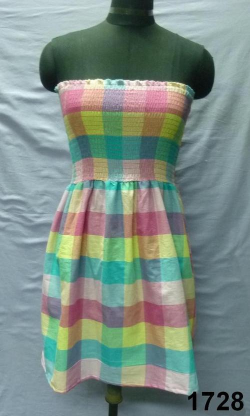 100% Cotton Yarn Dyed Check Ladies Tube Dress