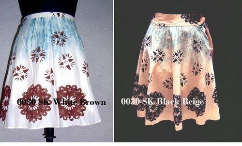 Ladies Skirt 0030 SK - Cotton, Knee-Length, White | Soft Fabric, Floral Print, Elasticated Waist, A-Line Style