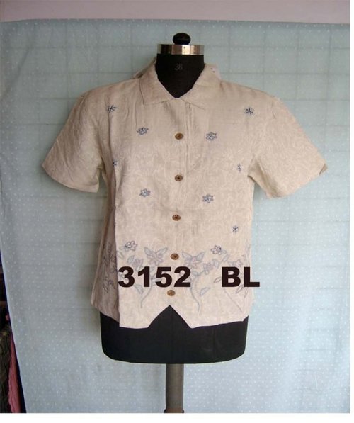 Ladies Blouse 3152 BL - Linen Fabric, M L XL, Natural | Short Sleeves, Comfortable Fit, Durable Material