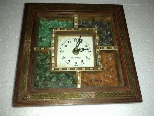 7*7 big gem stone teak wood watch