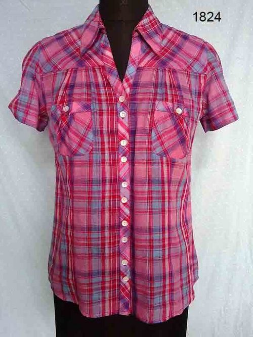 100% Cotton Yarn Dyed Check Ladies Shirt
