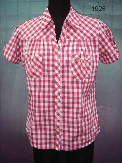 100% Cotton Yarn Dyed Check Woven Ladies Shirt