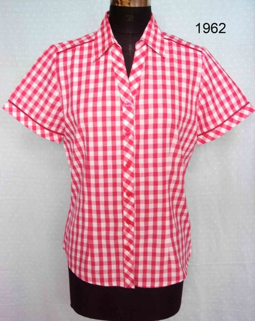 100% Cotton Yarn Dyed Check Woven Ladies Blouse