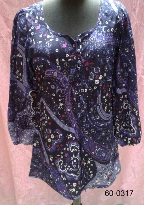 100% Cotton P/L Woven Ladies Print Blouse