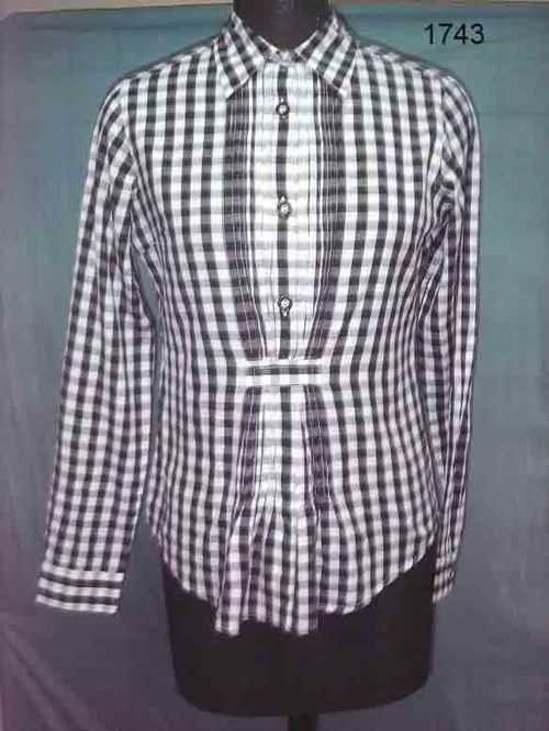 100% Cotton Yarn Dyed Check Woven Ladies Blouse