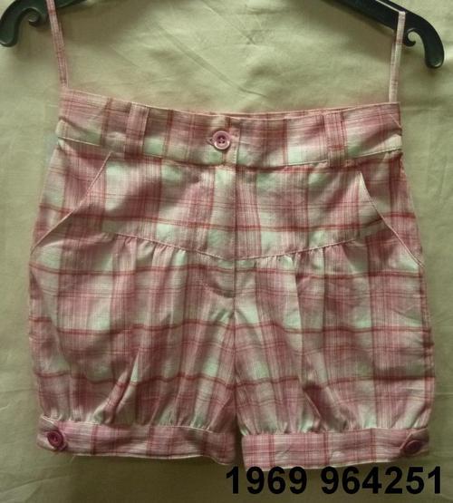 100% Cotton Yarn Dyed Check Girls Shorts