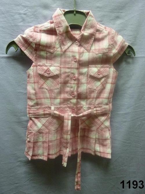 100% Cotton Yarn Dyed Chek Girls ShortSleeve Dress