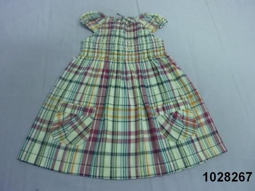100% Cotton Yarn Dyed Check Girls Dress w Smocking