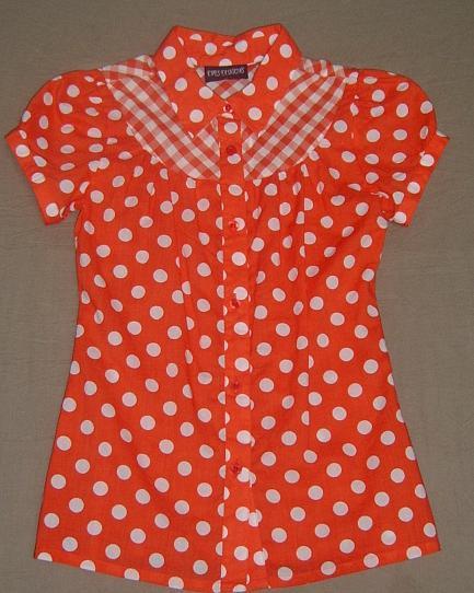 100% Cotton P/L Woven Girls Polka Dot Blouse