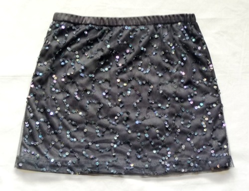 100% Polyester Knitted Girls Skirt w Sequins Emb.
