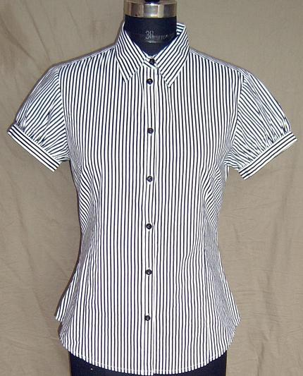 100% Cotton P/L Woven Ladies Strip Blouse