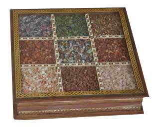 big gem stone teak wood jewellery box