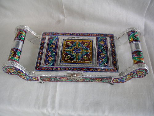 white metal meena trolly dry fruit box