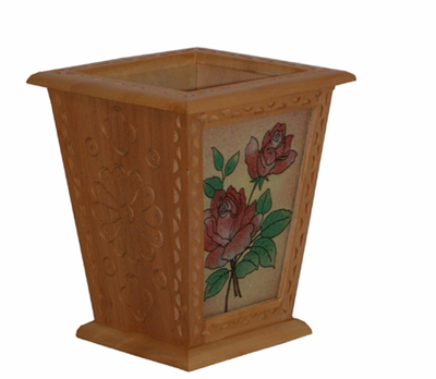 gem stone pine wood flower vase