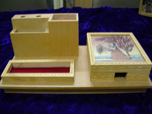 pine wood gem stone office set