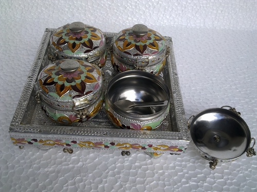 white metal meena 4 dibbi supari daan