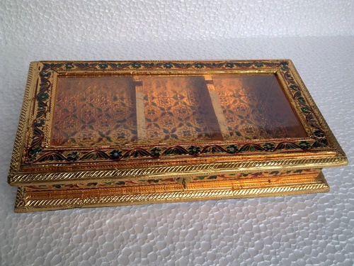 white metal meena golden dry fruit box 7*13
