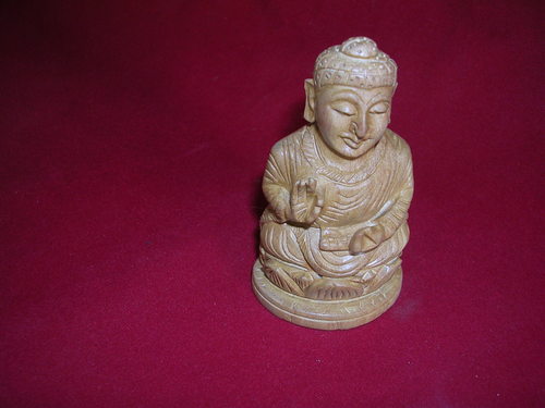 wooden round buddha 3''