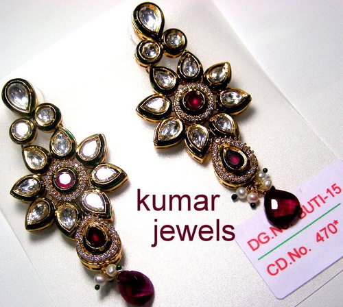 Art Kundan Jewelry.Mughal Earrings,Fashion Jewelry,Ruby With the Fashion Jewelry