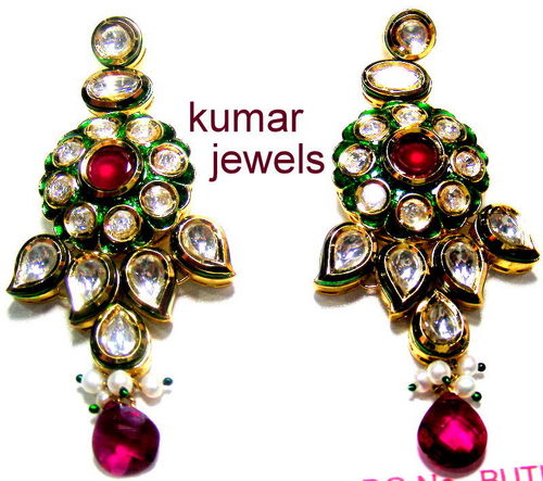 antique jewelry,kundan art,imitaiton or costume jewelry.ruby in red