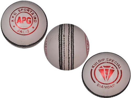 Multicolour White Leather Cricket Ball