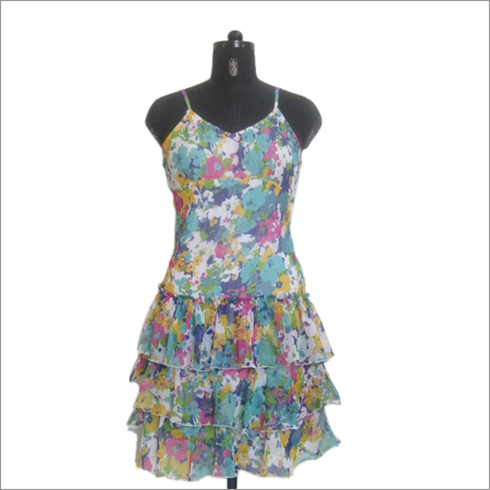 Designer Ladies Dress - Chiffon Mini, Multicolored | Stylish Design, Perfect Fit, Sleeveless, Tiered Style, Customizable