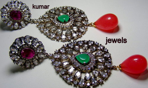 Artificial Jewelry in Diamond style with the CZ stones ,And droping in peach colour