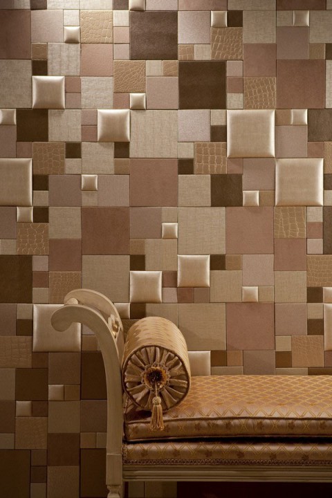 Faux leather wall tile