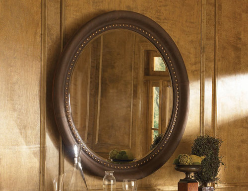 Real leather framed mirror