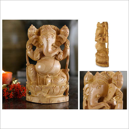 Wooden Ganesh Statue