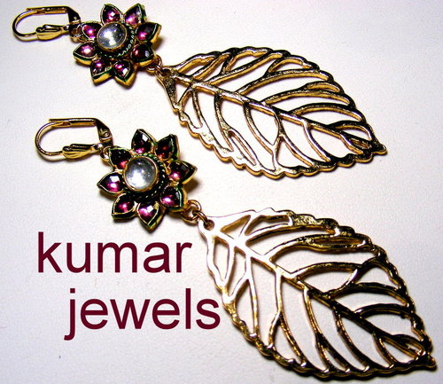 diamond style antique earrings gold plated with rubyfashioncostumetrendyearringsfancy jewelry