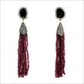 Gold Tassel Diamond Earring - 18k Gold, 29.8g Gross, 2.97ct Diamonds, 100.25ct Gemstones | Elegant Design, Luxury Gemstones