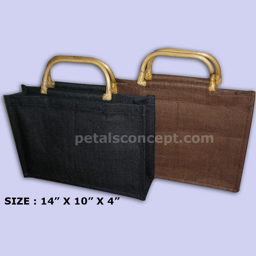 Laminated Jute Beach Bag with  Cane  Handle
