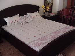 Designer Bed Sheet - Cotton Queen/King Size Off-white | Comfortable Sleep Durable Material Elegant Design Soft Fabric Embroidered Pattern