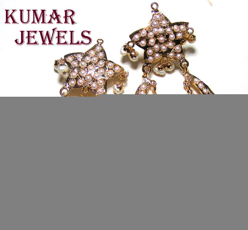 artificial earrings in jadau with pearlimitationcostumefashiontrendy jewelry