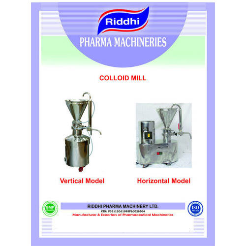 Colloid Mill - Capacity: Depending On The Particle Size Kg/Day