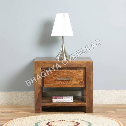 Wooden Lamp Stool with Drawer