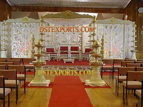 WEDDING FOUNTAIN PILLARS STAGE SET - Wood And Fiber, White, Varied Dimensions | Elegant Design, Durable, Easy Assembly, Customizable