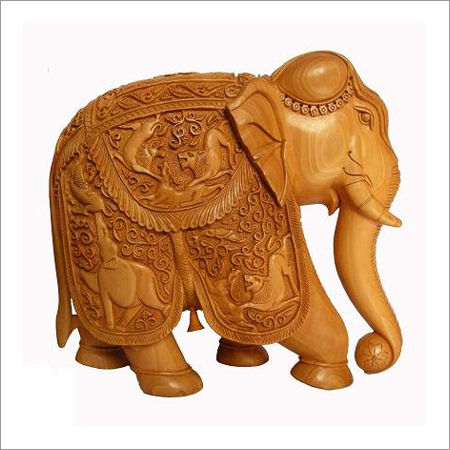 White Wood Handicraft Elephant - White Wood Handicraft Elephant