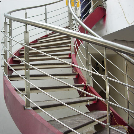 SS Stair Railings - Stainless Steel, Customizable Dimensions, 1.5 Inch Handrail Diameter | Elegant, Durable, Corrosion-Resistant, Modern Design, Easy Installation