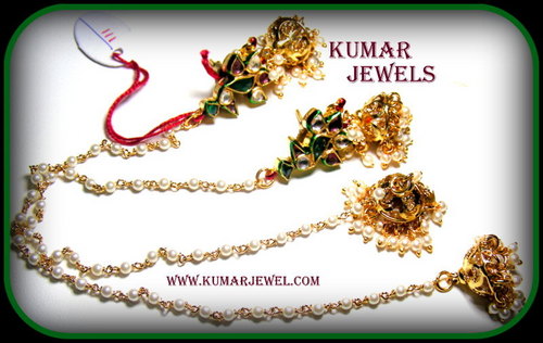 mughal antique kundan earrings with the pearl,ruby,traditional,fancy,artificial,imitation jewelry