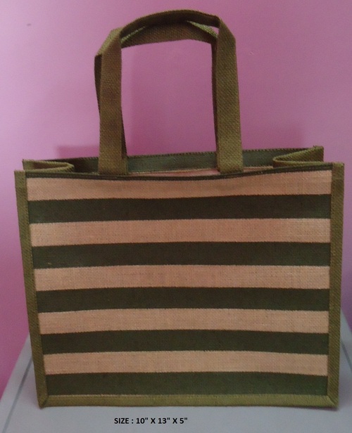 Laminated Jute Beach Bag with Stripe bag