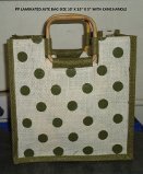 Laminated Jute Beach Bag with  Cane  Handle 