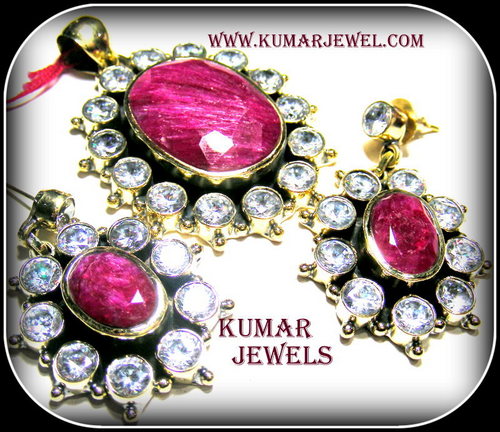 Mughal Antique Artificial Kundan Earrings - Silver Alloy, Gold Plated, Dark Pink Stones, Royal Look Party Wear